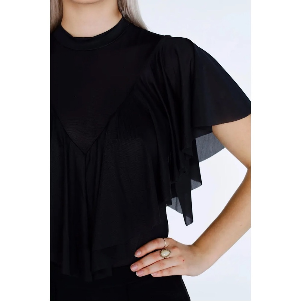 EUC BlackMilk Sheer Frill Top - Medium